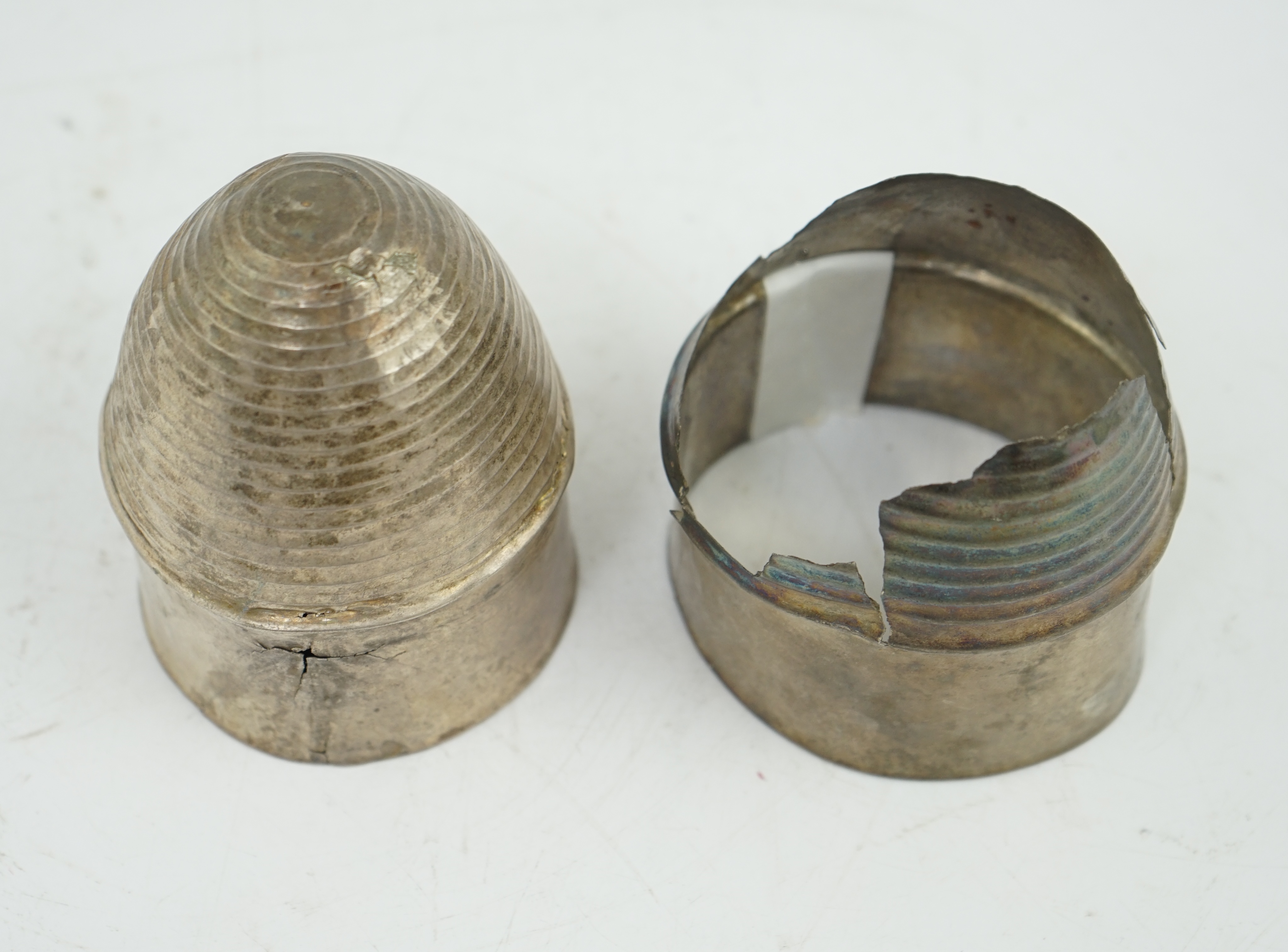 Two silver carinated cups, one fragmentary, Roman or Gandhara, c. late 1st century BC - early 1st century A.D.